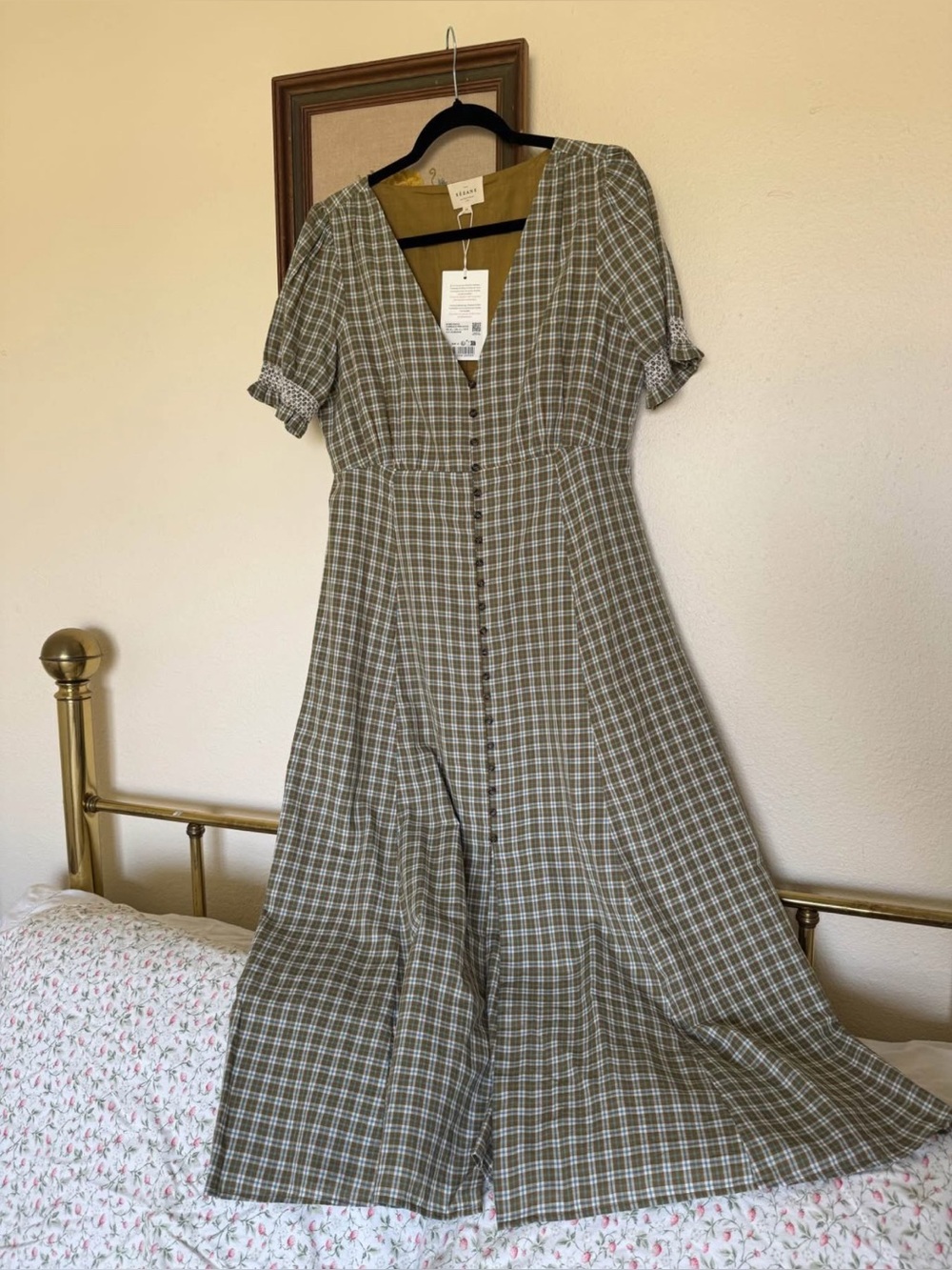 Sezane Solia Dress Newcastle Checkquered Print - Size 8